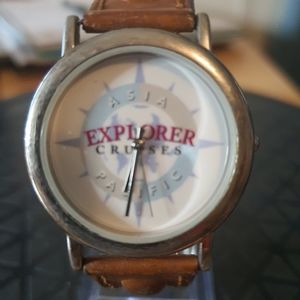 Holland America Line Explorer Cruises Silver Promotional Leather Men's Watch